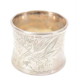 Norwegian silver spoon, with circular bowl and pierced floral handle, stamped 830S NM, for Magnus Aase, Norway, together with eight German silver napkin rings, including pair with engraved floral decoration, embossed example and five small fluted examples engraved with initials, all stamped 800 with crescent moon and crown marks