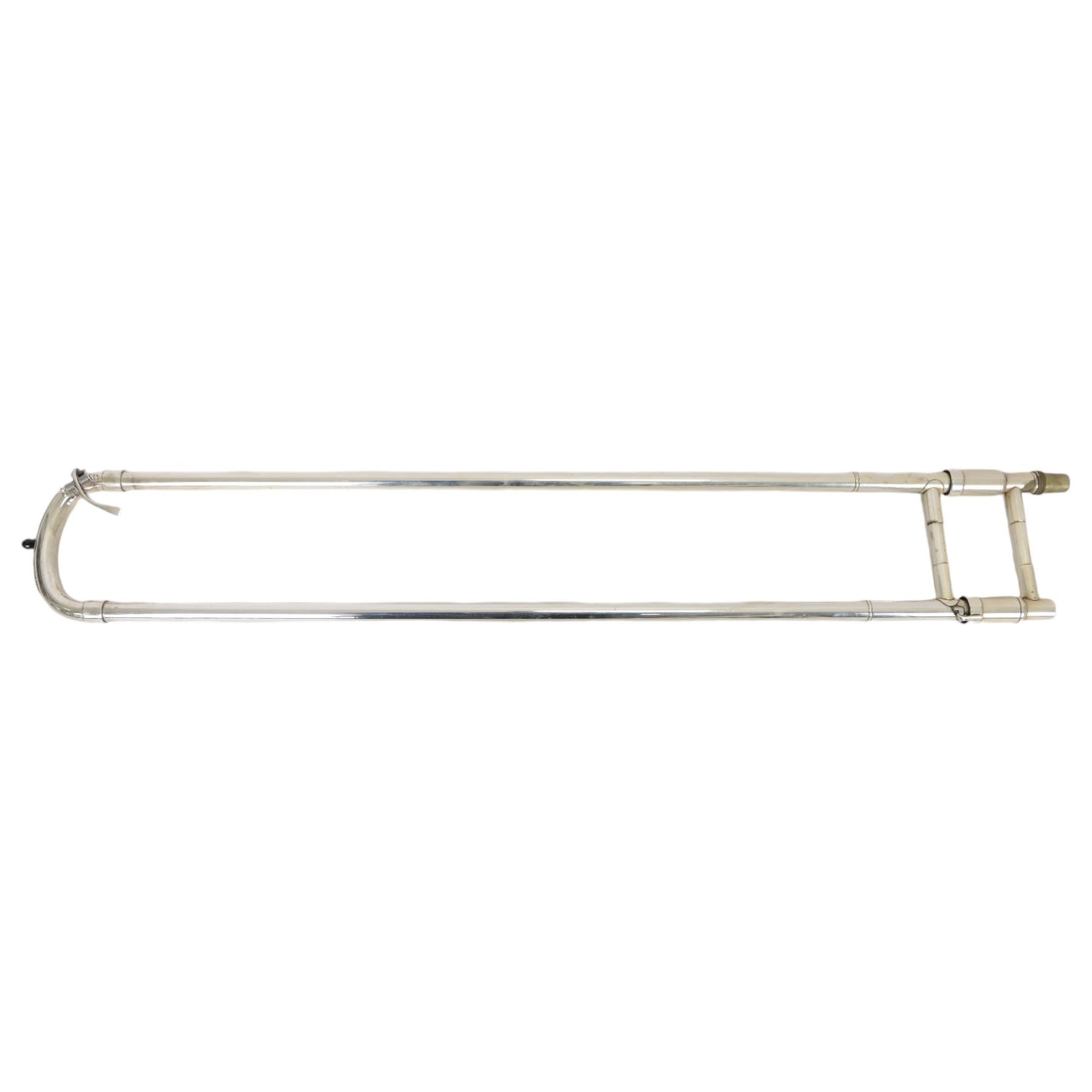 Besson Sovereign silver plated tenor trombone, with Hagmann free-flow valve, in original fitted case