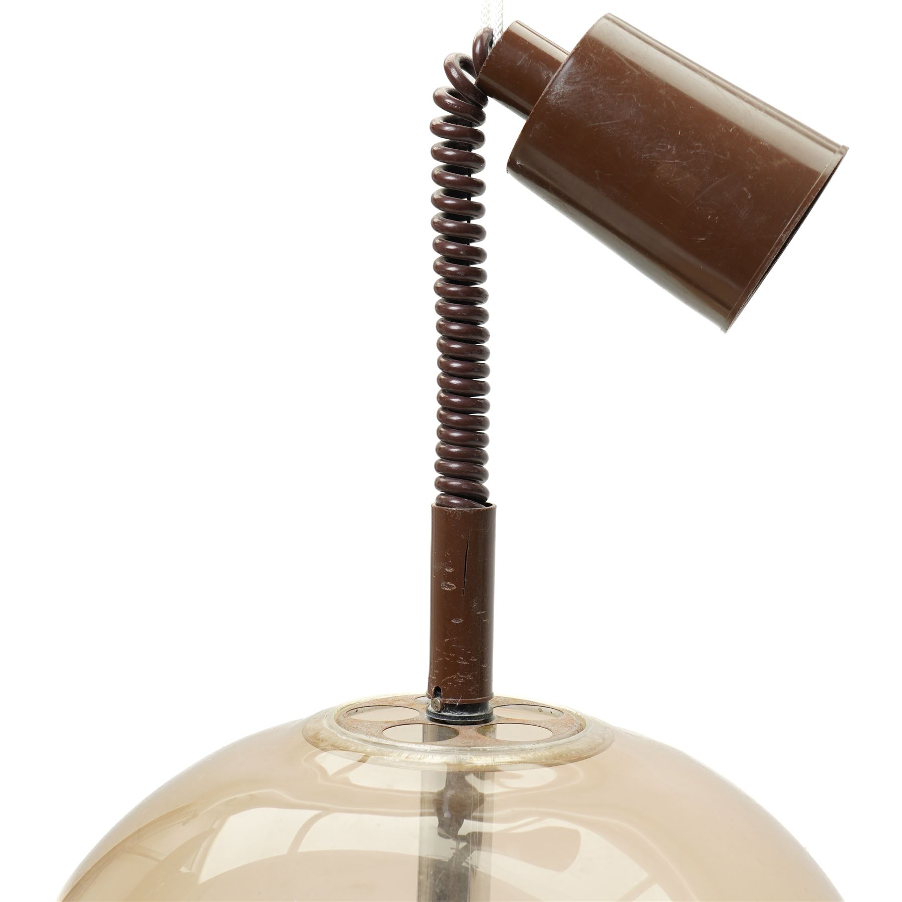  Chromium plated retro extendable light fitting with tinted perspex shade H70cm, diameter of aperture 27.5cm