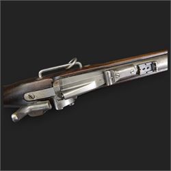 US Civil War Springfield percussion cavalry carbine, circa 1863, 50-70 Cal, the lock marked 1863 with eagle and 