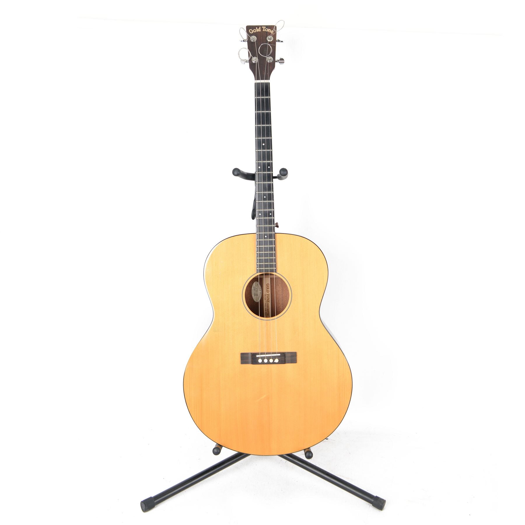 Gold Tone TG-18 tenor guitar, with spruce top, mahogany back and sides and ebony fingerboard, with loose pick guard, in Gold Tone padded gig bag, guitar L92cm


