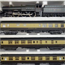 Lima Models '00' gauge 109000 AC double train set, comprising GWR 4-6-0 'King George V' locomotive and tender no. 6000 in green livery, three coaches, track, controller, accessories and mat, and a Co-Co BR 'Western Gladiator' diesel locomotive no. D1016, six freight wagons, track, buildings, etc, boxed