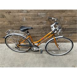 Three bicycles- man’s Falcon Storm 18 speed mountain bike; lady’s Dawes Sonoran 24 speed road bike; child’s Apollo 18 speed bike (3)