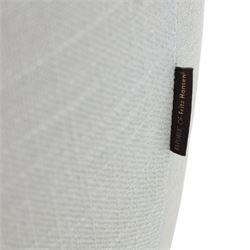 Fritz Hansen - 'Favn' sofa, designed by Jaime Hayon (1974-), upholstered in light grey fabric, the organic curved back and integrated arms enclosing loose seat and back cushions, raised on slender cylindrical metal supports