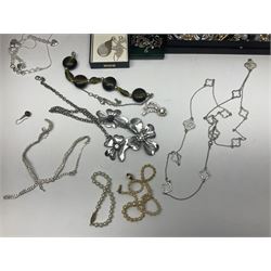Silver stone set jewellery including earrings, pendant necklaces, brooch and bangles and a collection of costume jewellery 