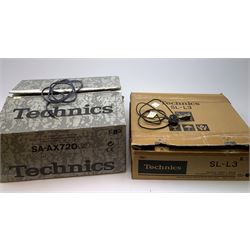 Technics SL-L3 Quartz Direct Drive Automatic Turntable System together with a Technics AV Control Stereo Receiver SA-AX720, both with original boxes