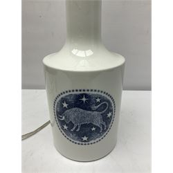 Royal Copenhagen table lamp, with zodiac sign Taurus upon a white ground, wuht printed mark beneath, H34cm 
