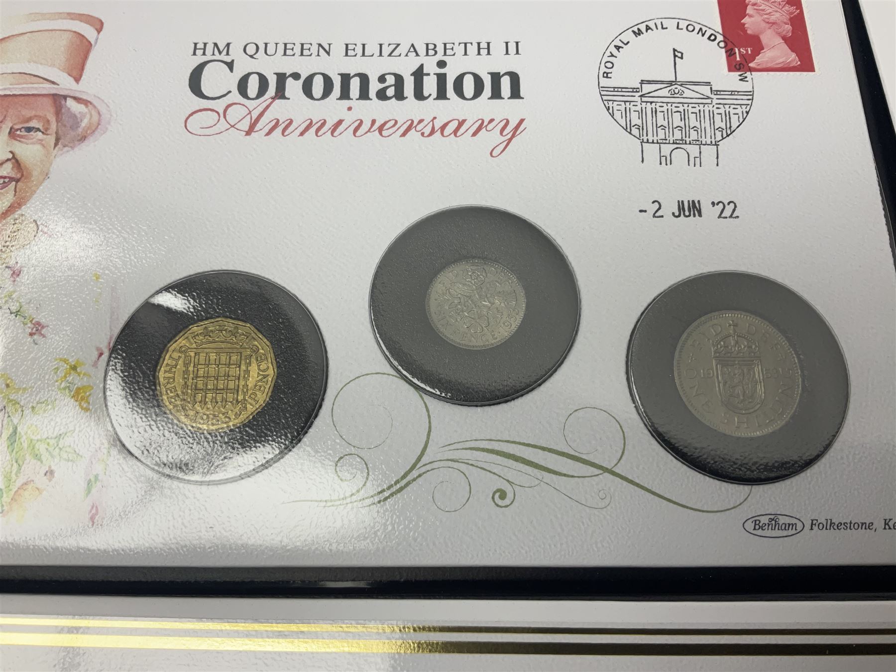 Commemorative coins and covers, including '80th Anniversary of the Battle of Britain' coin cover with Solomon Islands 2020 half dollar, 'Royal National Lifeboat Institution' coin cover with Alderney 2021 five pounds, 'Queen Elizabeth II's 95th Birthday' coin cover with Solomon Islands 2021 half dollar, other similar coin covers all in Harrington and Byrne folders, The Royal Mail 'HM The Queen's 95th Birthday' coin cover with 2021 five pounds and Queen Elizabeth II Isle of Man 2020 'Peter Pan' fifty pence coin collection in card folder