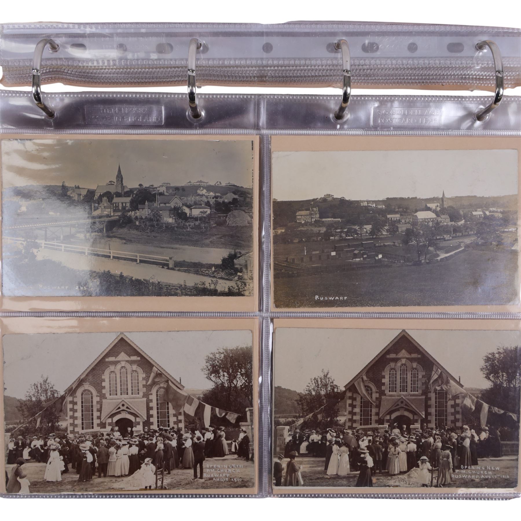 Five-hundred and thirty one late 19th and early 20th century real photographic postcards produced by J.T.Ross, depicting  daily life, village scenes, landmarks and street views of Whitby, the surrounding villages and South Teeside, including fifty-two modern copies, all housed within three postcard albums and accompanied by four copies of Ross, Photographer, Whitby 'The Life and Work of a Yorkshire Artist' by Colin Bullamore which provides a detailed overview of his life and work