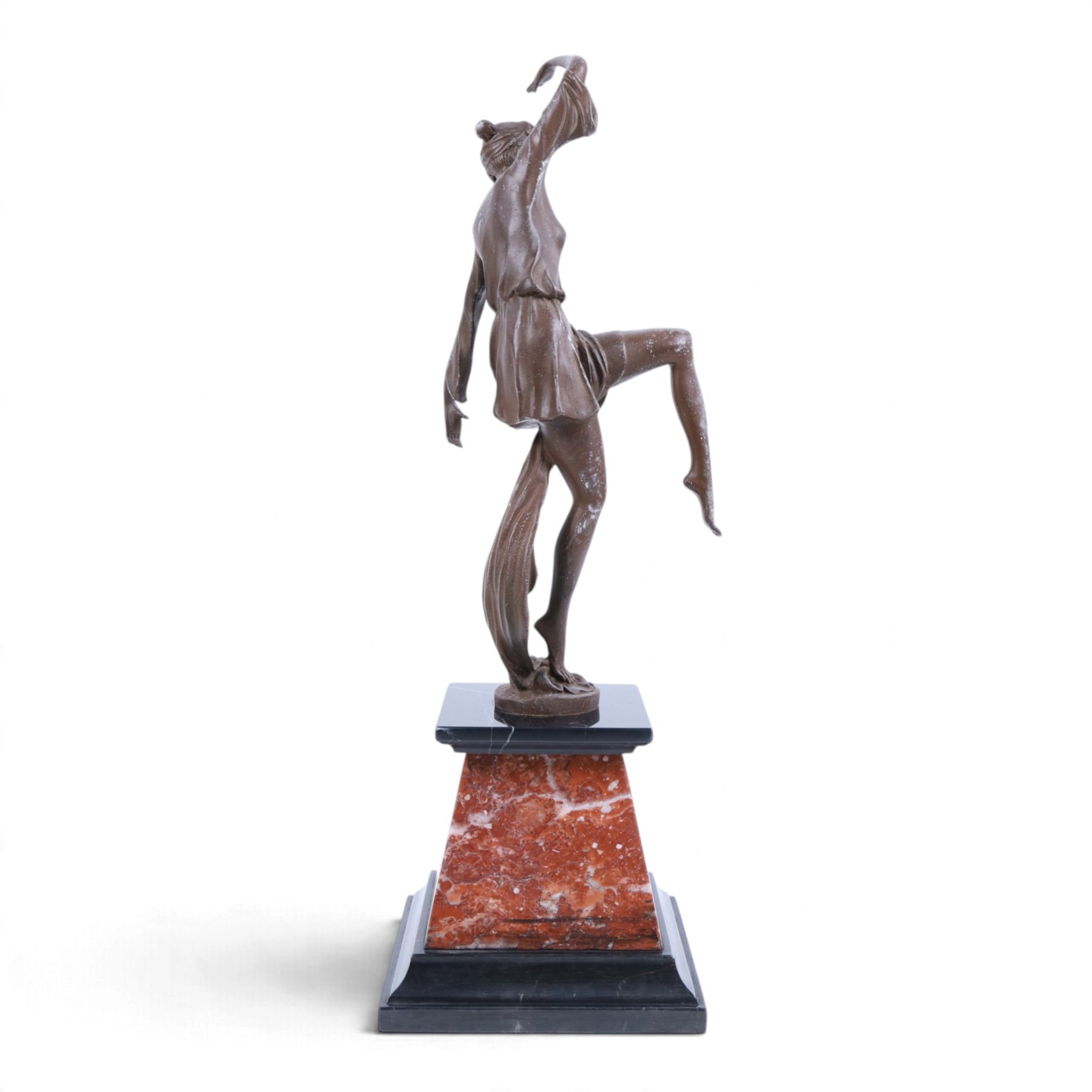 Art Deco-style bronze of a dancing girl on marble plinth base, H46cm