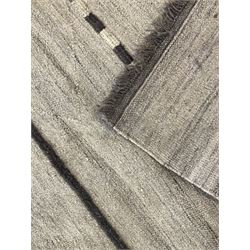 Shiraz Kilim beige ground rug, black patterned stripes