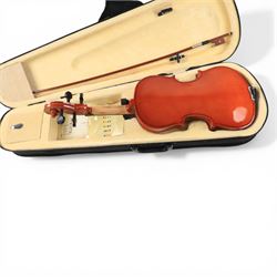 Rayzm mandolin and a student violin, both cased