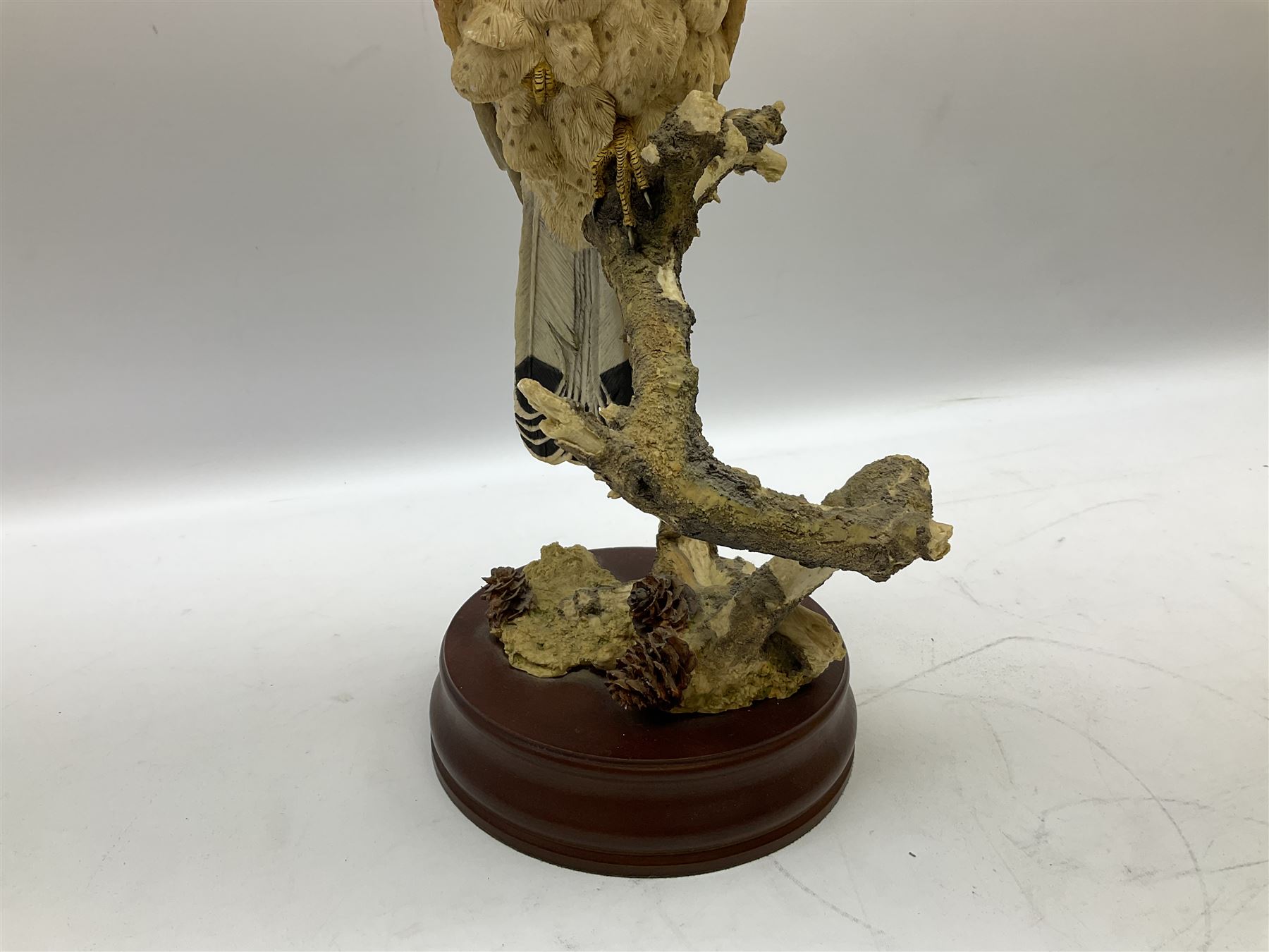 Country Artists figure of a peregrine falcon ' Lord of the Skies ' by David Ivey, limited edition, H44cm, together with two Sherratt and Simpson figures, both of peregrine falcons perched on branches. 
