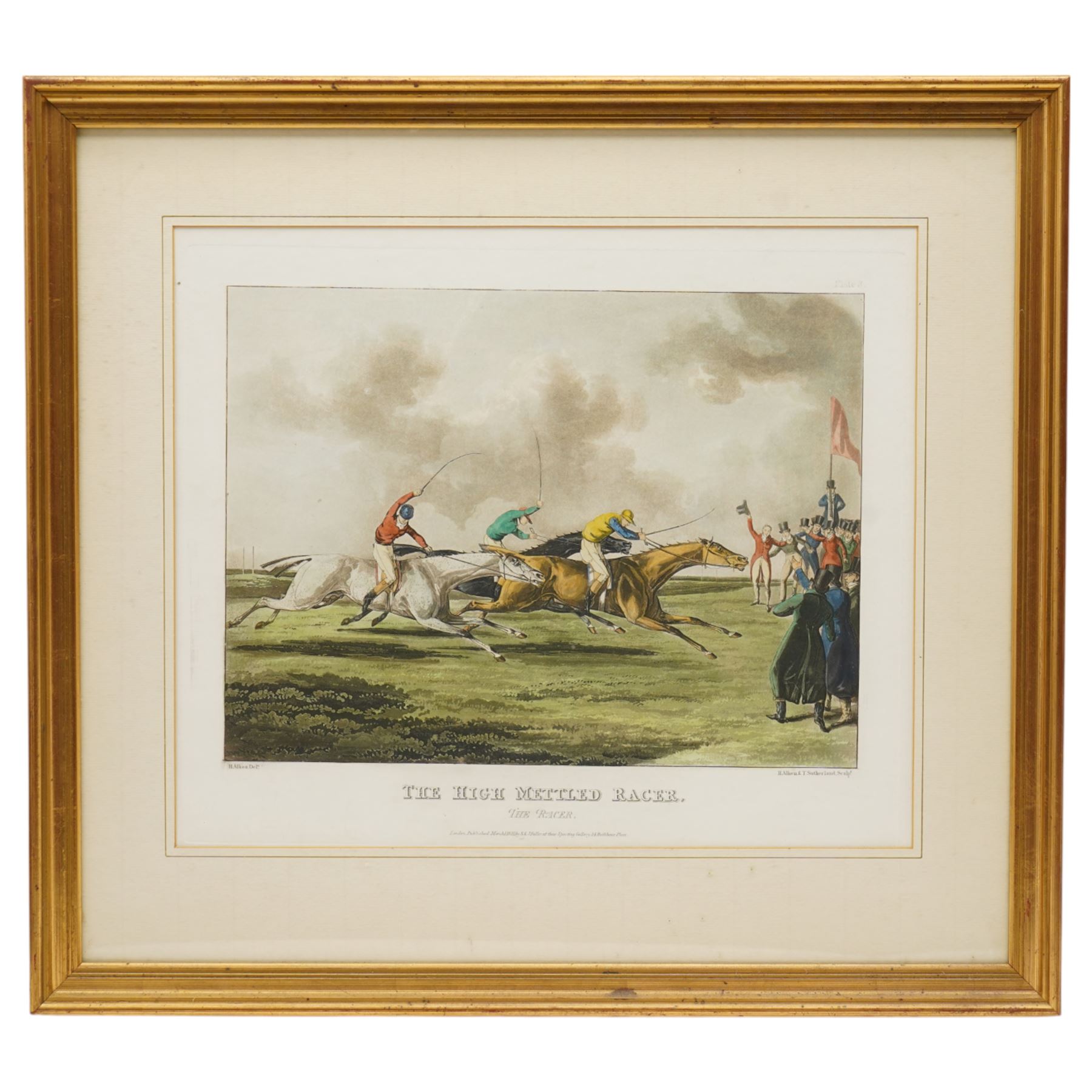 Thomas Sutherland (British 1785-1838) after Henry Thomas Alken (British 1785-1851): 'The High Mettled Racer', complete set of six engravings and aquatints with hand-colouring 37cm x 44cm (6)