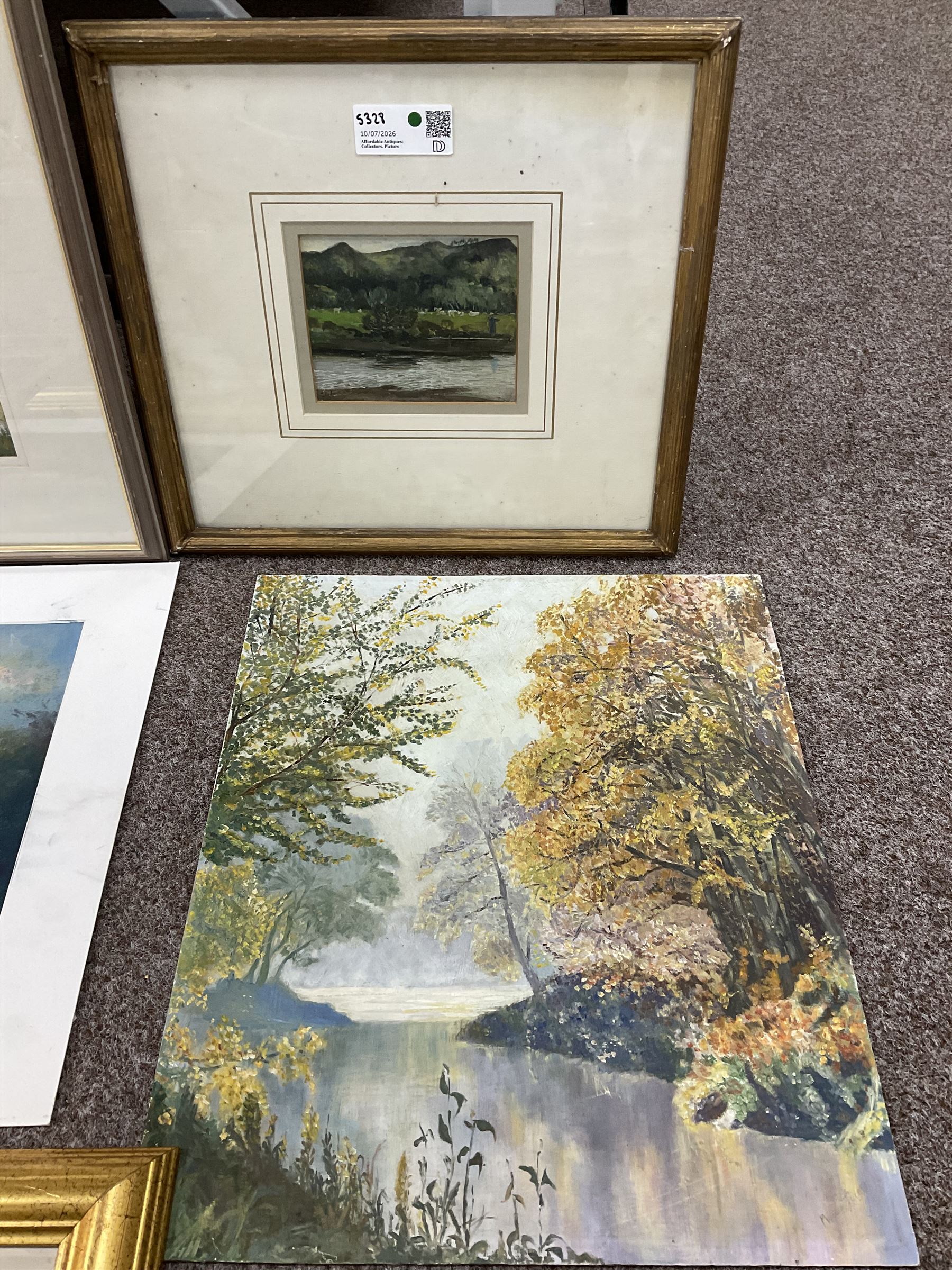 Collection of 20th and 21st Century landscapes, to include Stephen Bewsher (British 1964-): 'Evening Canal - Lymm Cheshire' and English School (20th Century): 'River Nidd', oil and oil pastel variously signed titled and dated max 51cm x 41cm (8) (variously unframed)