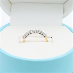 14ct gold diamond half eternity ring, set with nine blossom cut diamonds, stamped 14K, total diamond weight 0.54 carat, with GGI certificate