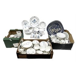 Royal Worcester Evesham pattern teawares, Noritake part tea service decorated in the 'Progression Blue Haven' pattern, together with Seltmann Weiden Bavaria tea and dinner wares, and two blue and white platters