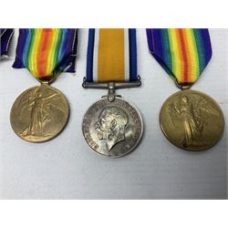 Five WW1 Lincolnshire Regiment medals comprising British War Medal awarded to 37660 Pte. T. Pickering; British War Medal to 42664 Pte. A. Lancaster; Victory Medal to 203847 Pte. P. Stevenson; Victory Medal to 28138 Pte. H. Gale; and Victory Medal to 46875 Pte. J. Owen; all with ribbons; some biographical details (5)