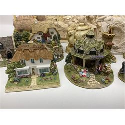 Thirty three Lilliput Lane models from the British collection and paint your own Children's Plaques, to include I am a little teapot, Gnome improvements, Dennis the Dragon, Bill and Ben, The Bobbins etc, some with boxes and deeds 