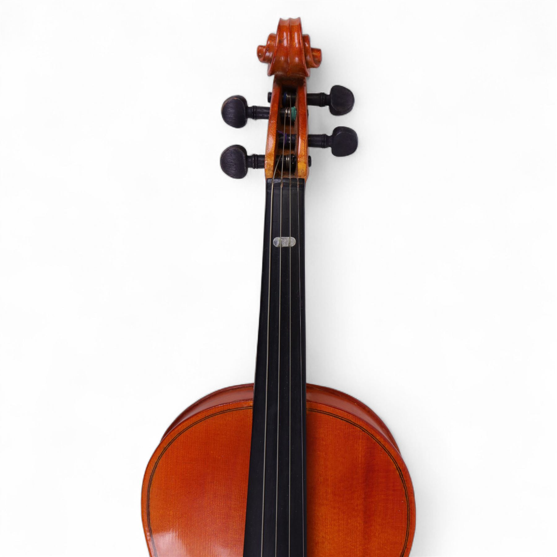 Chinese violin, in fitted case with bow, L