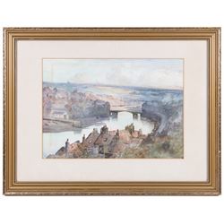 Thomas Swift Hutton (British 1860-1935): 'Whitby Town from Spion Kop' and Castle View, two watercolours one signed, the other titled and attributed verso 26cm x 36cm (2)
