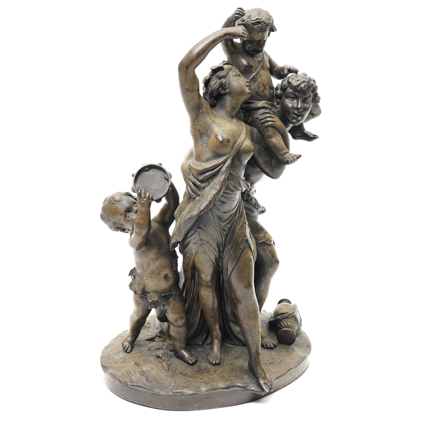 After Claude Michel or 'Clodion' (French 1738-1814): 'Triomphe de Bacchus' or the Childhood of Bacchus, bronze sculpture H38cm 