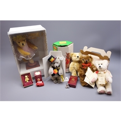  Steiff limited edition Teddy Bear Ticket Seller in the 1991 Circus Collection No.1549/5000, boxed, three Steiff Club boxed miniature presents including sterling silver bear, Merryhtought limited edition musical dancing Sugar Plum Fairy teddy bear, boxed with certificate and three other small limited edition teddy bears by Deans, Hermann and boxed Edward Bear and Associates, all with certificates (8)  