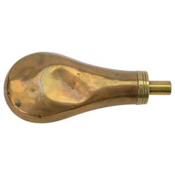 Horn powder flask, together with copper flask and a box of gun parts  