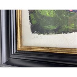 Lin Jammet (British 1958-2017): 'The Fall of Desaix', screenprint signed dated '97 and inscribed 'GSL I' (Gresham Studio Ltd) in pencil with Gamma blindstamp 115cm x 79cm 
Notes: Jammet was the son of artist Dame Elisabeth Frink (1930-1993) and French architect Michel Jammet (1921-1972). He first started printmaking during the 1970s with family friend Julian Trevelyan (1910-1988), and went on to produce prints with Curwen Chilford and Gresham Studio.