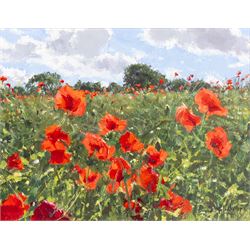Bruce Mulcahy (West Yorkshire 1955-): Field of Poppies, gouache signed and dated '07, 19.5...