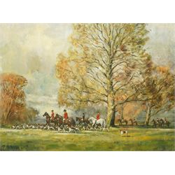J C Verity (British 20th century): Hunting Scene, oil on canvas signed and dated 1974, 60cm x 80cm