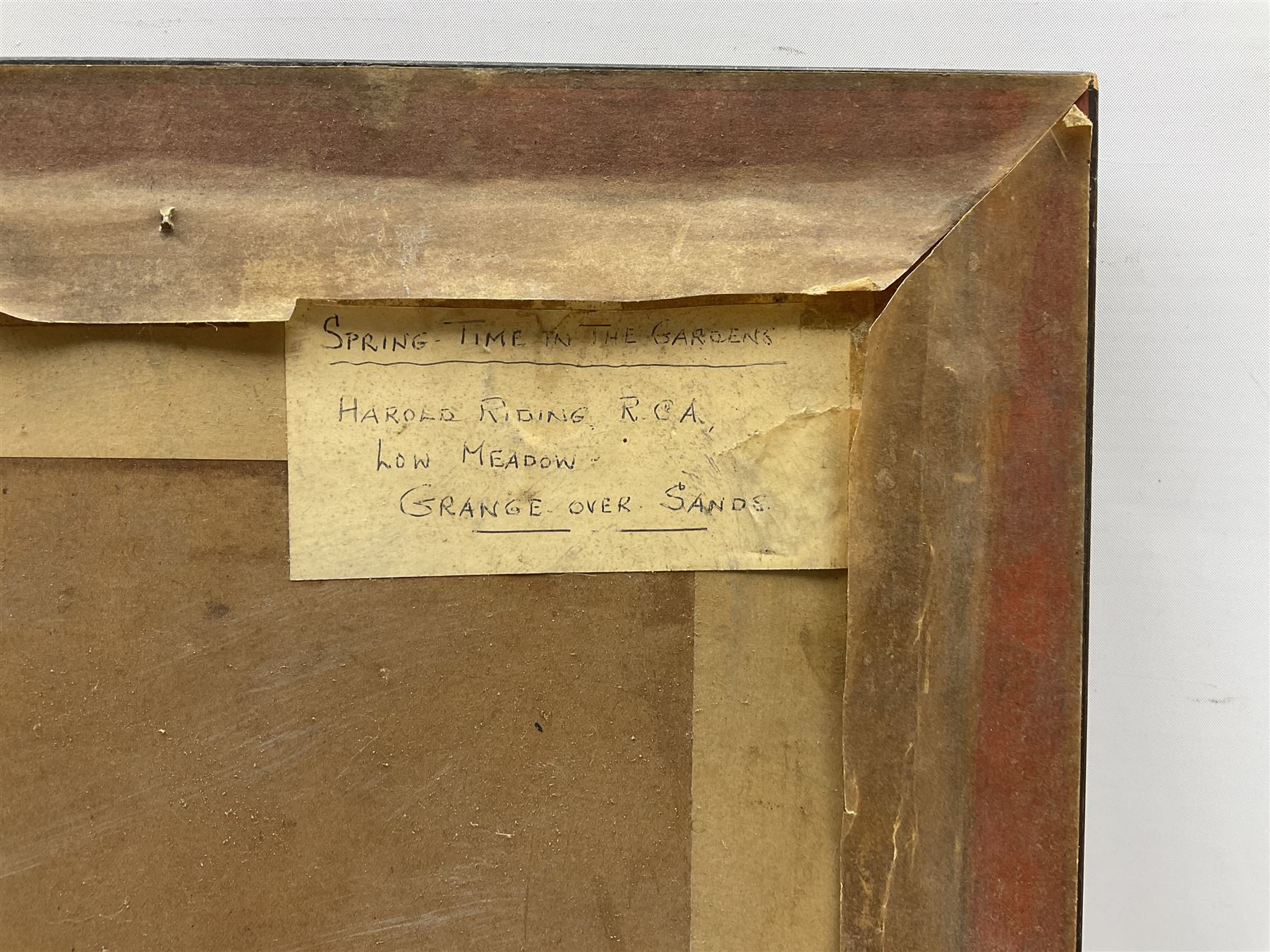 Harold Lawson Riding RCA (British 1886-1981): 'Spring Time in the Gardens', oil on board signed, titled verso 44cm x 63cm