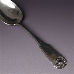 Set of six George III silver fiddle and shell pattern  teaspoons Edinburgh 1818 Maker George Fenwick