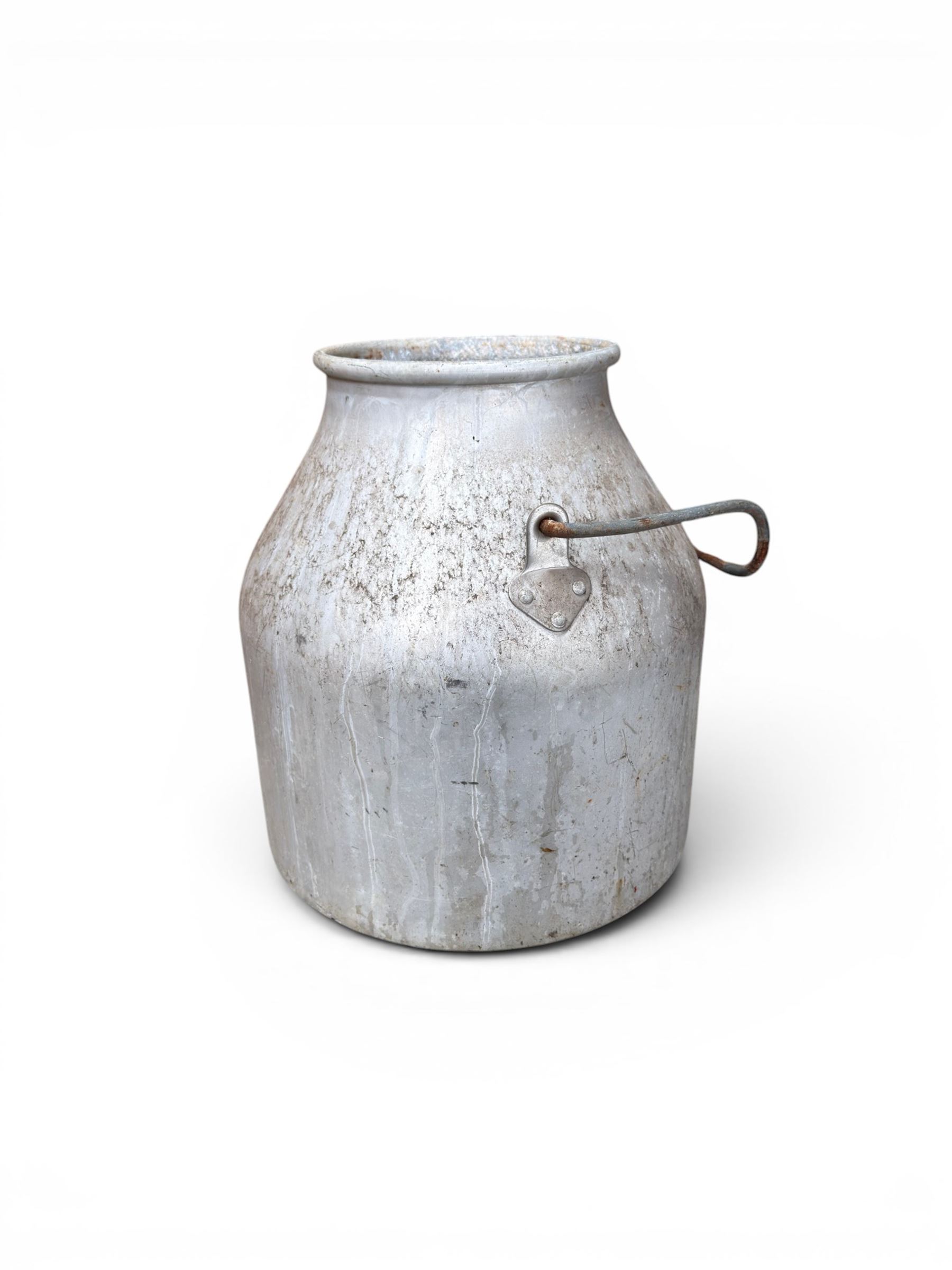 Three metal dairy buckets with carrying handles