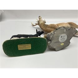 Country Artists Red Deer Stag and a Border Fine Arts Friesian Cow and Calf figure, Stag H30cm