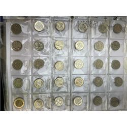 Great British and World coin, including commemorative crowns, Queen Elizabeth II five pound coins, various Queen Elizabeth II commemorative fifty pence and two pound coins, old round one pounds, various uncirculated coin year sets, United States of America coinage etc, in one box