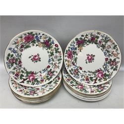 Crown Staffordshire Thousand Flowers pattern part tea service, to include teapot, two open sucriers, eighteen cups, fifteen saucers etc (57)