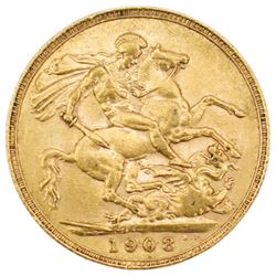 King Edward VII 1908 gold full sovereign coin