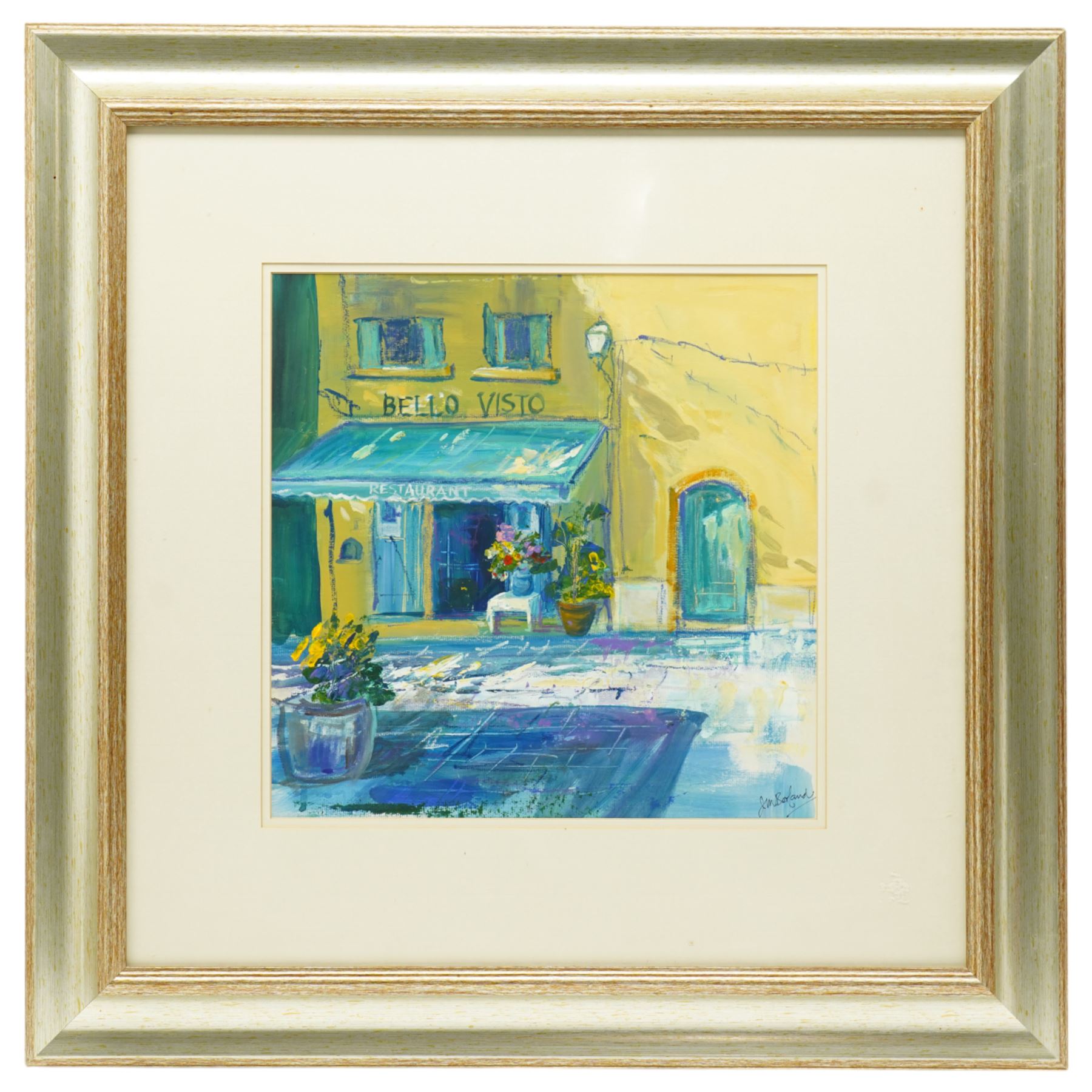 Joyce Borland (Scottish Contemporary): 'Grimaud - Côte d'Azur', watercolour and gouache signed 39cm x 39cm