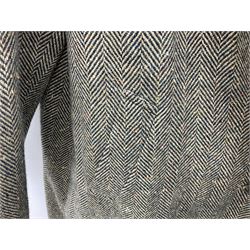 Men's Aquascutum lambs wool herringbone tweed coat with silk lining, 46 Reg, together with a further Men's Aquascutum grey wool duffle coat, with cheque lining and horn buttons, 46