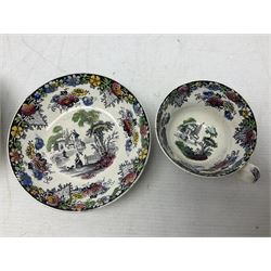 Collection of 19th century tea wares by William Smith & Co, decorated in various patterns including Cupid, Tally Ho and Fountain 