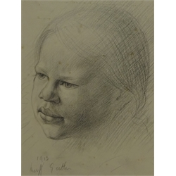  Mark Gertler NEAC (British 1891-1939): Head of a Young Girl, pencil signed and dated 1913,  23cm x 18cm (unframed) Provenance: by family decent from the collection of Francis Bate (1853-1950) a founder member treasurer and secretary of the New English Art Club   