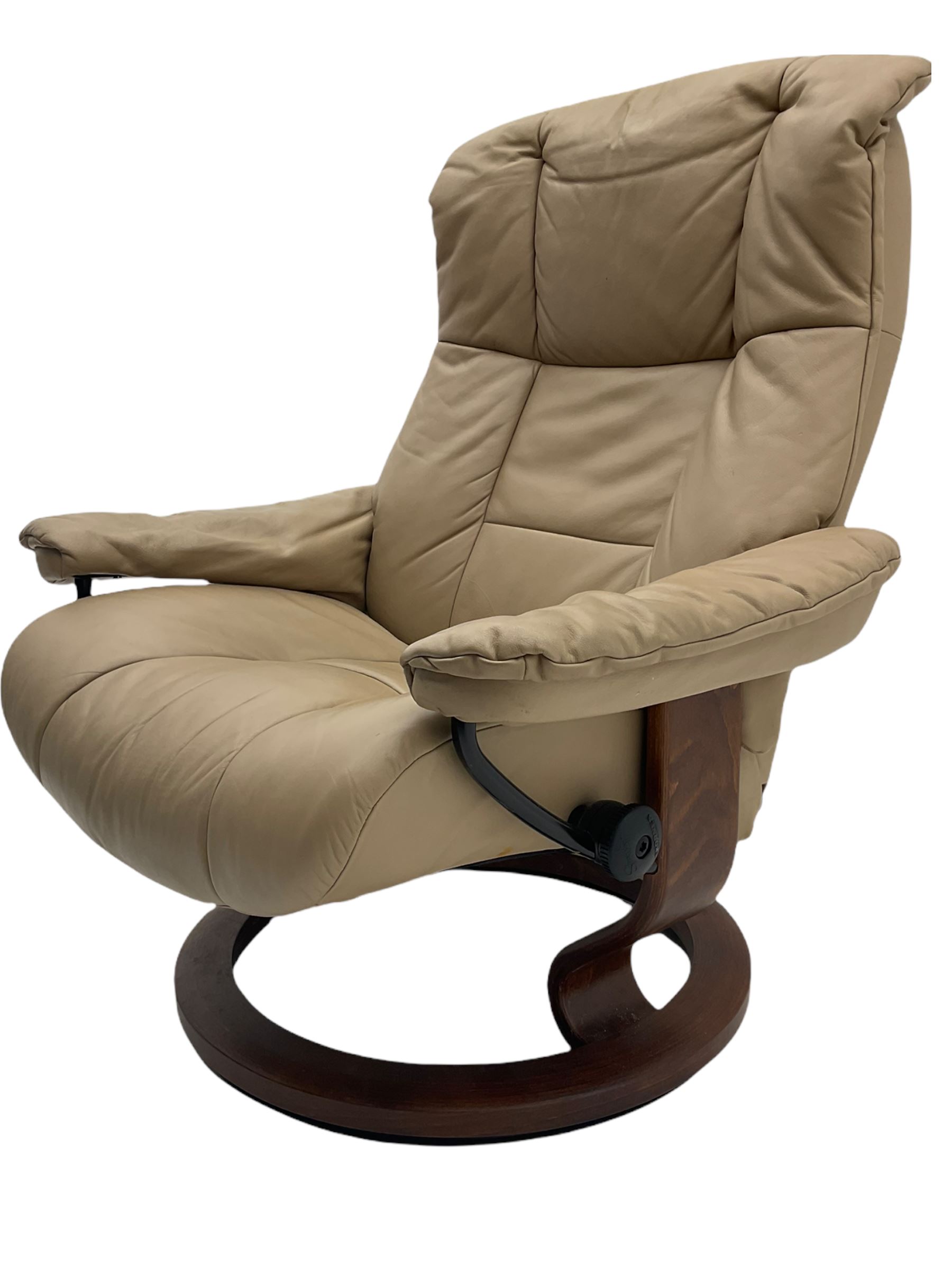 Ekornes Stressless Cream Leather Reclining Chair with Matching Footstool