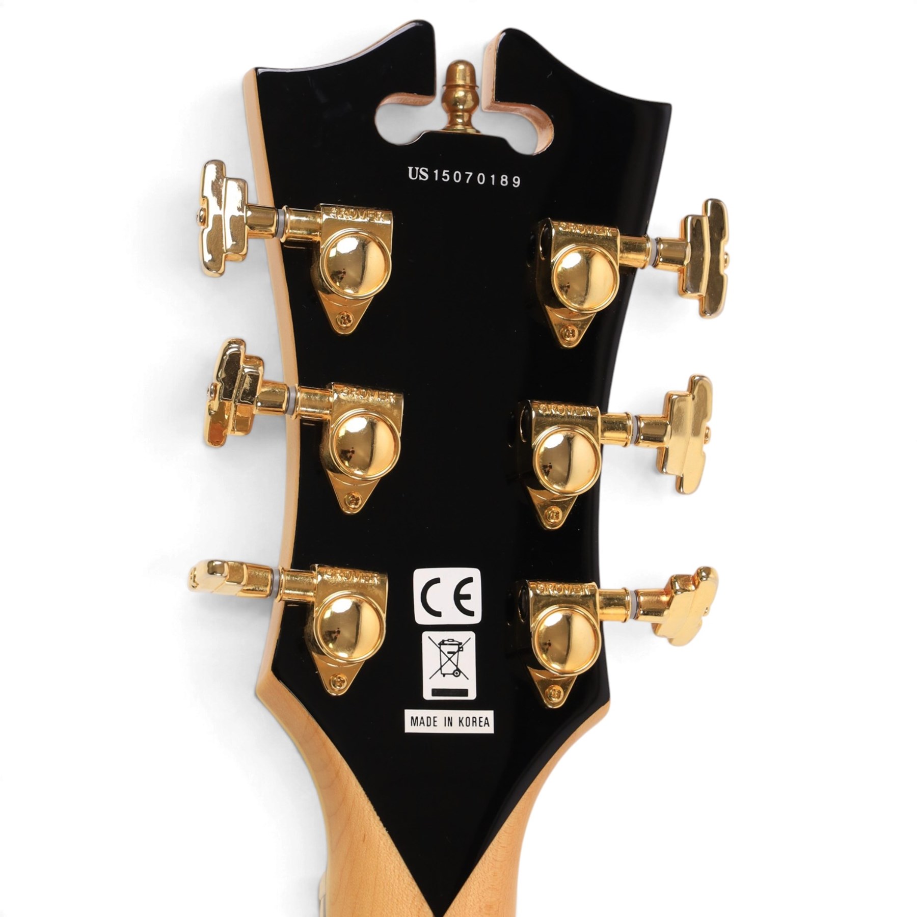 D'Angelico Excel SS electric guitar, with semi-hollow body in amber finish, serial no. US15070189, in D'Angelico hard case, guitar L105cm