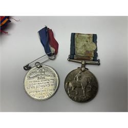 WW1 pair of medals comprising British war medal and Victory Medal awarded to 19774 Pte. G. Headlam Sea. Highrs.; another WW1 pair of medals comprising British War Medal and Mercantile Marine Medal awarded to Charles Filburn; WW2 group of five medals comprising 1939-45 War Medal, Defence Medal, 1939-45 Star, Africa Star and Burma Star; in issue box addressed to Mr. H, Smithson with medal slip; all with ribbons; and Edward VIII Coronation medal (10)