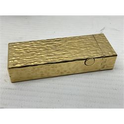 Dunhill gold plated lighter with textured bark effect decoration, in fitted case