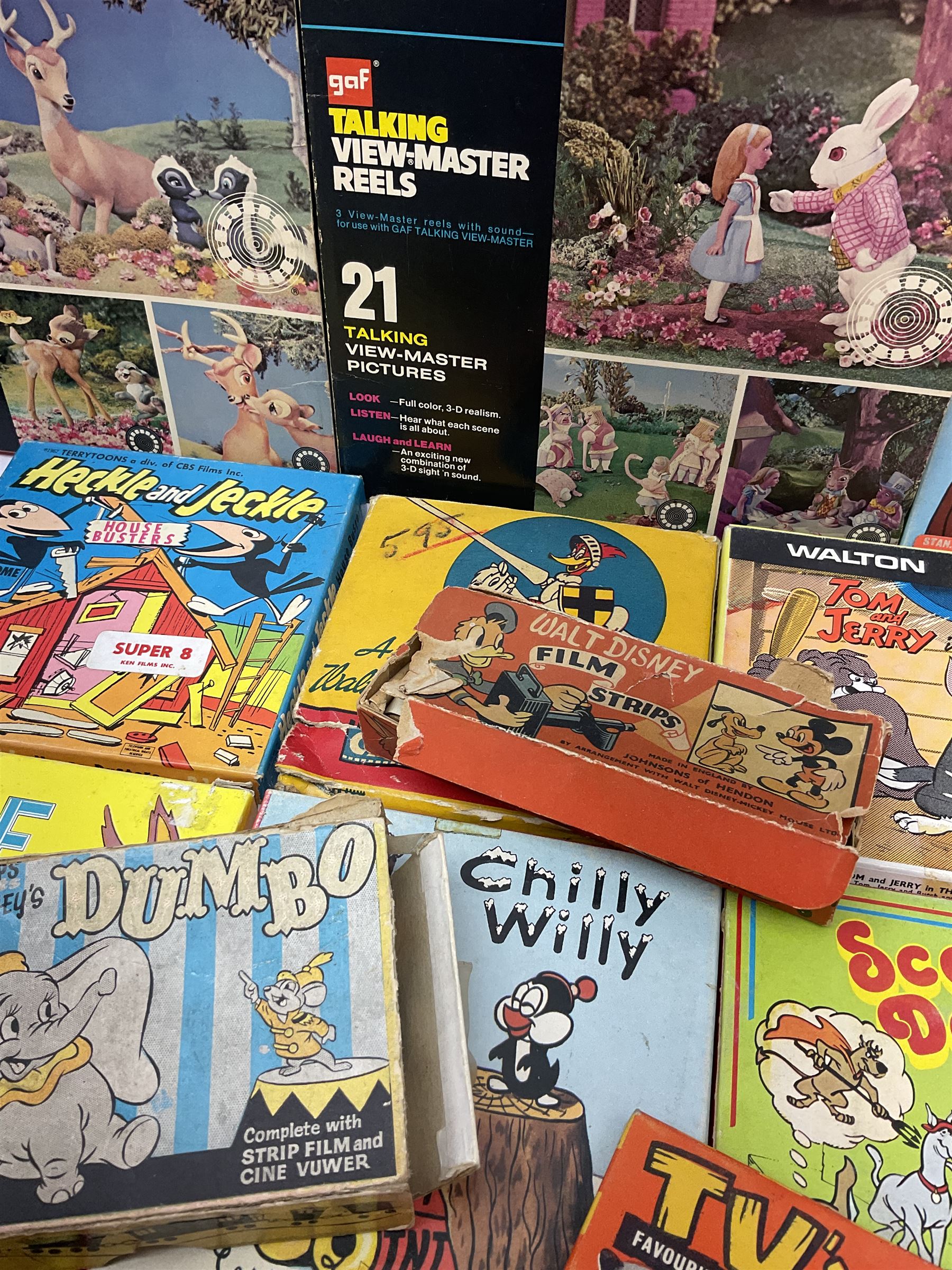 Corgi/Disney - Movie Vision, in original box, with Corgi projector, two Corgi Movie Viewers and nine films; together with 8mm film reels and strips to include Disney’s Dumbo, Mickey Mouse, Alice in Wonderland etc, most in original boxes