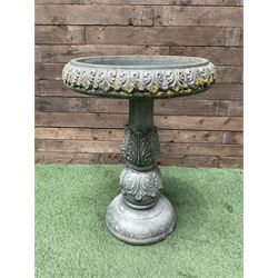 Cast stone two piece bird bath in green finish - THIS LOT IS TO BE COLLECTED BY APPOINTMENT FROM DUGGLEBY STORAGE, GREAT HILL, EASTFIELD, SCARBOROUGH, YO11 3TX