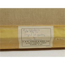 J C Burnie (British 20th century): Paddle Steamer Caledonia off Holy Isle, oil on canvas signed 29cm x 39cm