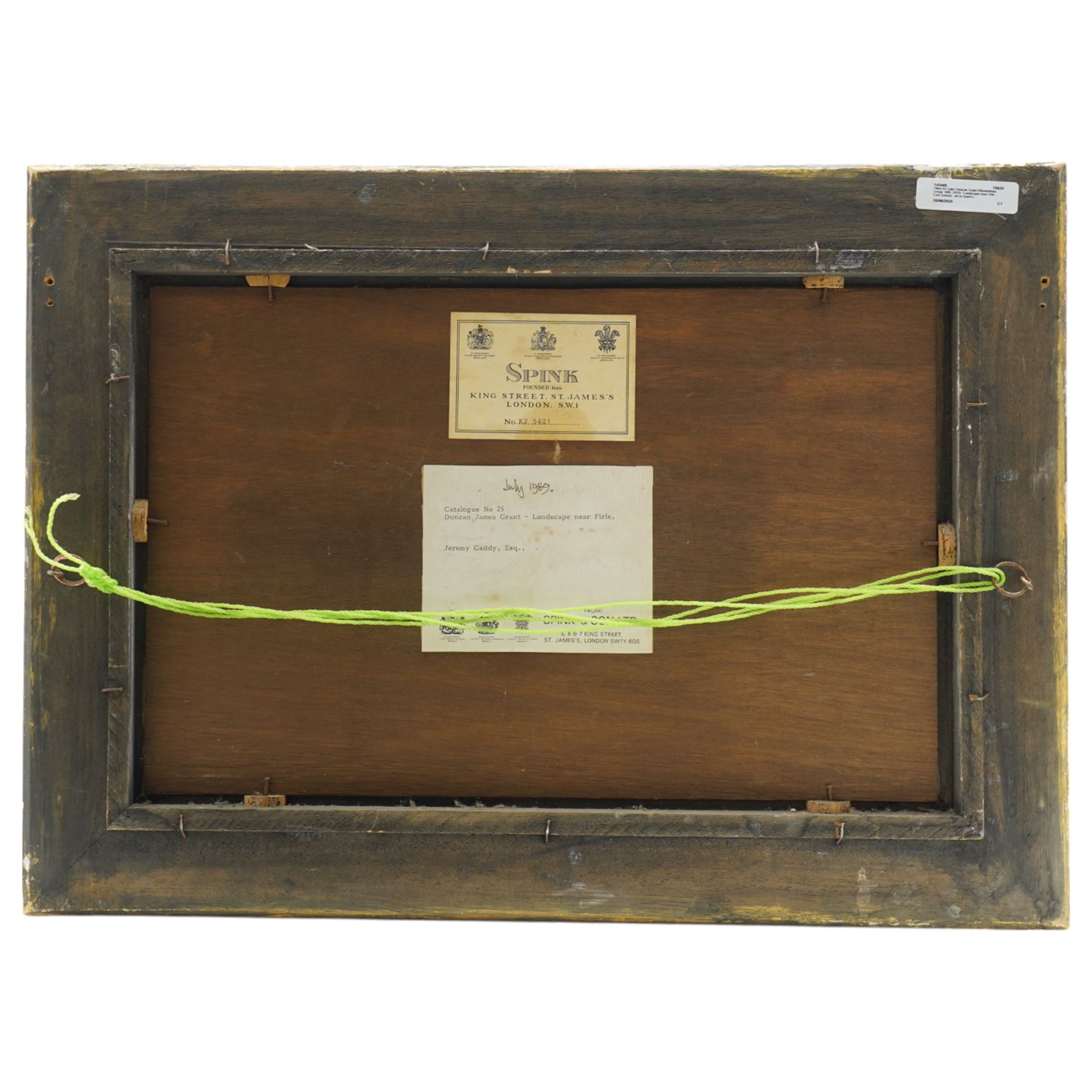 Duncan Grant (British - Bloomsbury Group 1885-1978): 'Landscape near Firle' East Sussex', oil on board unsigned, titled on gallery label verso 27cm x 42cm
Provenance: Spink, King Street, London